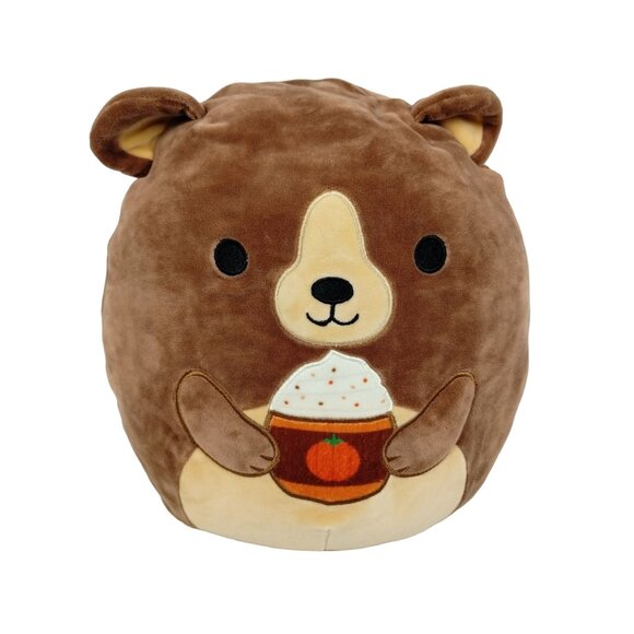 Squishmallows Baron Brown Bear with Pumpkin Spice Latte 12 in Stuffed Plush Toy - Picture 1 of 7